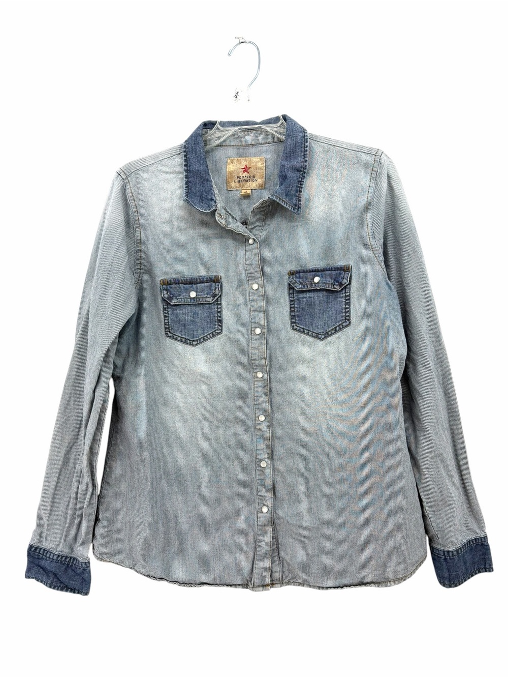 People's Liberation Two-Tone Light Denim Button Down Shirt
